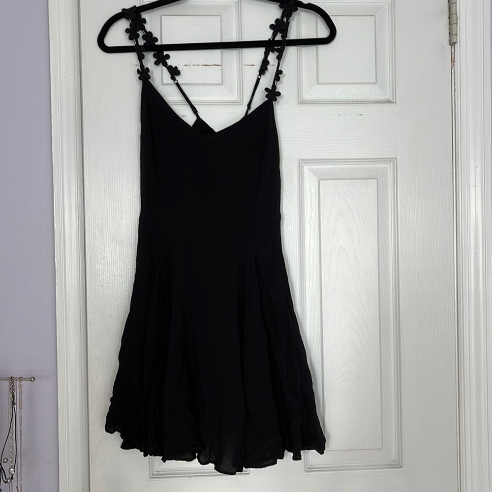 black mini smock dress